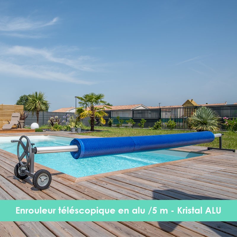 Enrouleur de Bâche de Piscine Léger Amovible Acier Inoxydable et Aluminium  Moulinet 5 Tubes Télescopique avec Roues - Costway